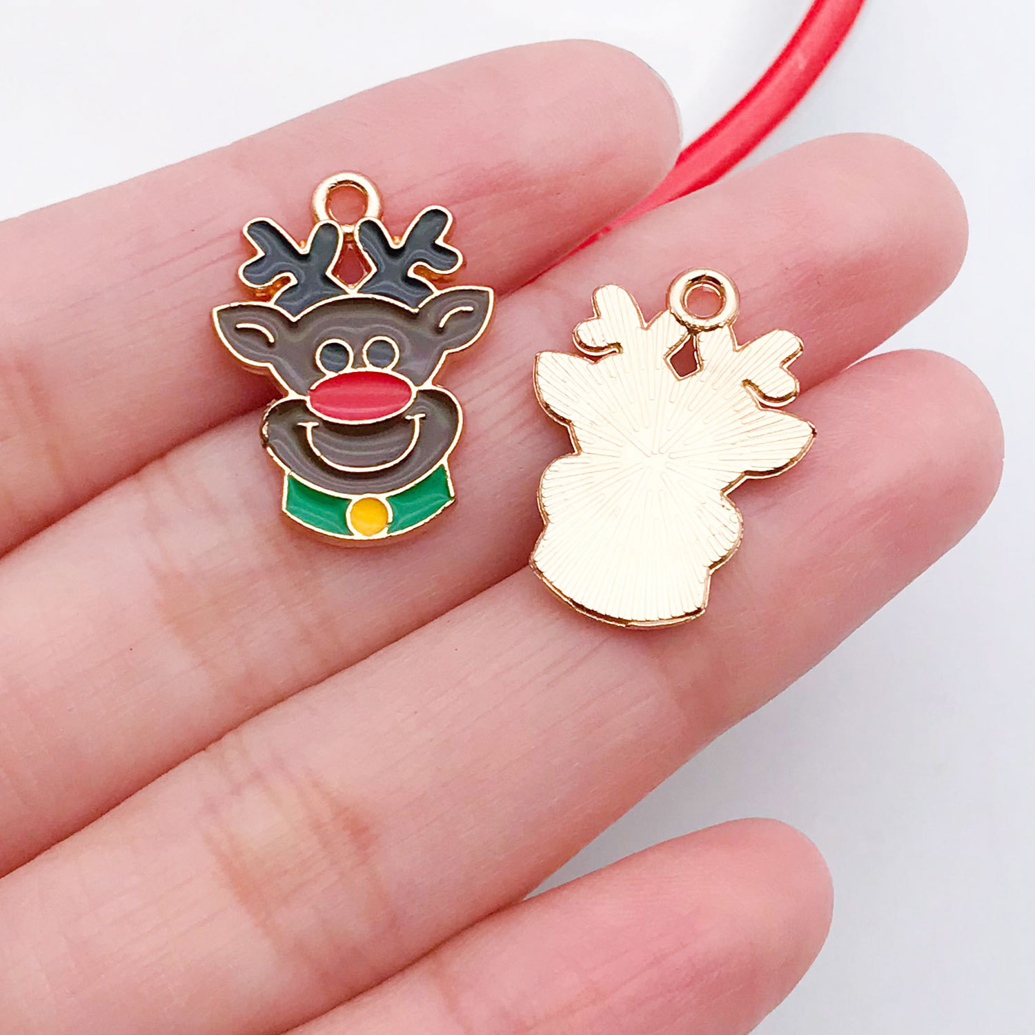 29:21063-1 zongzi color zinc alloy christmas elk head 21x16mm-1.2g