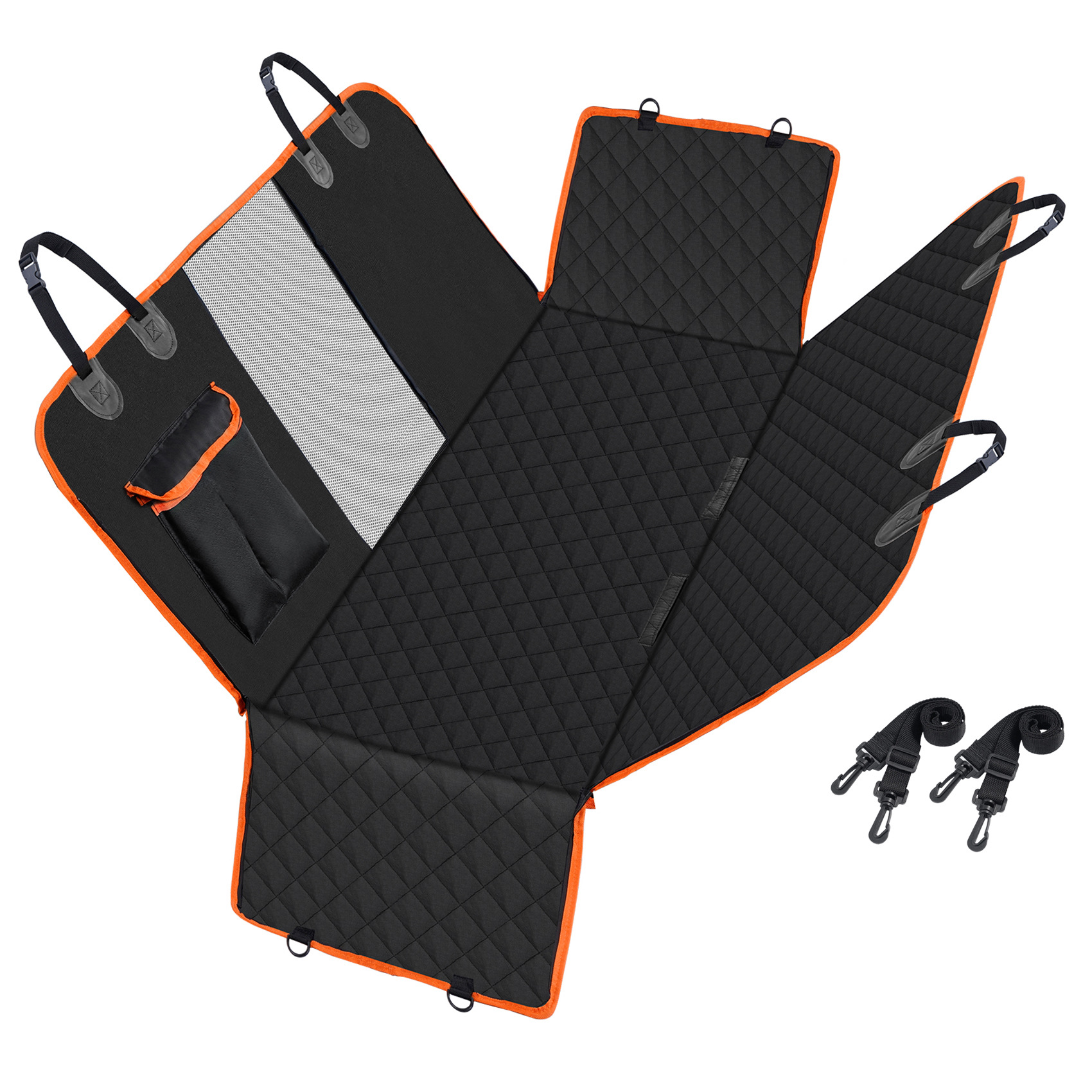 Orange edge mesh pocket with lid