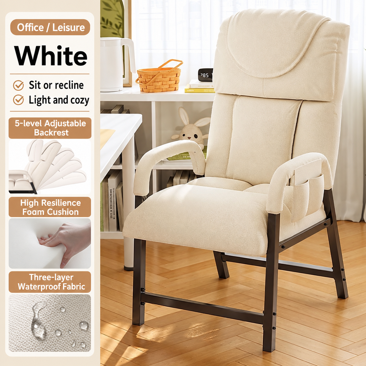 Pearl white   side pockets [high resilience sponge]