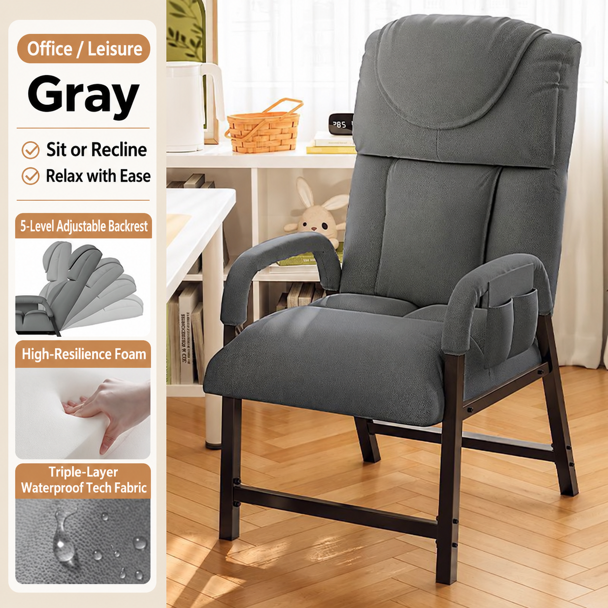 Space gray   with side pockets [high rebound sponge]