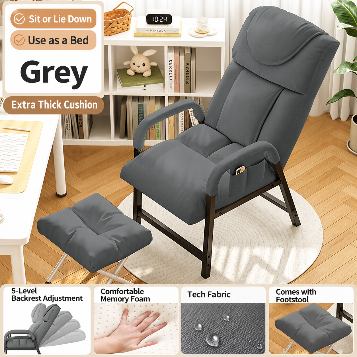 Space gray   foot pedal   side pocket [thick and comfortable latex]