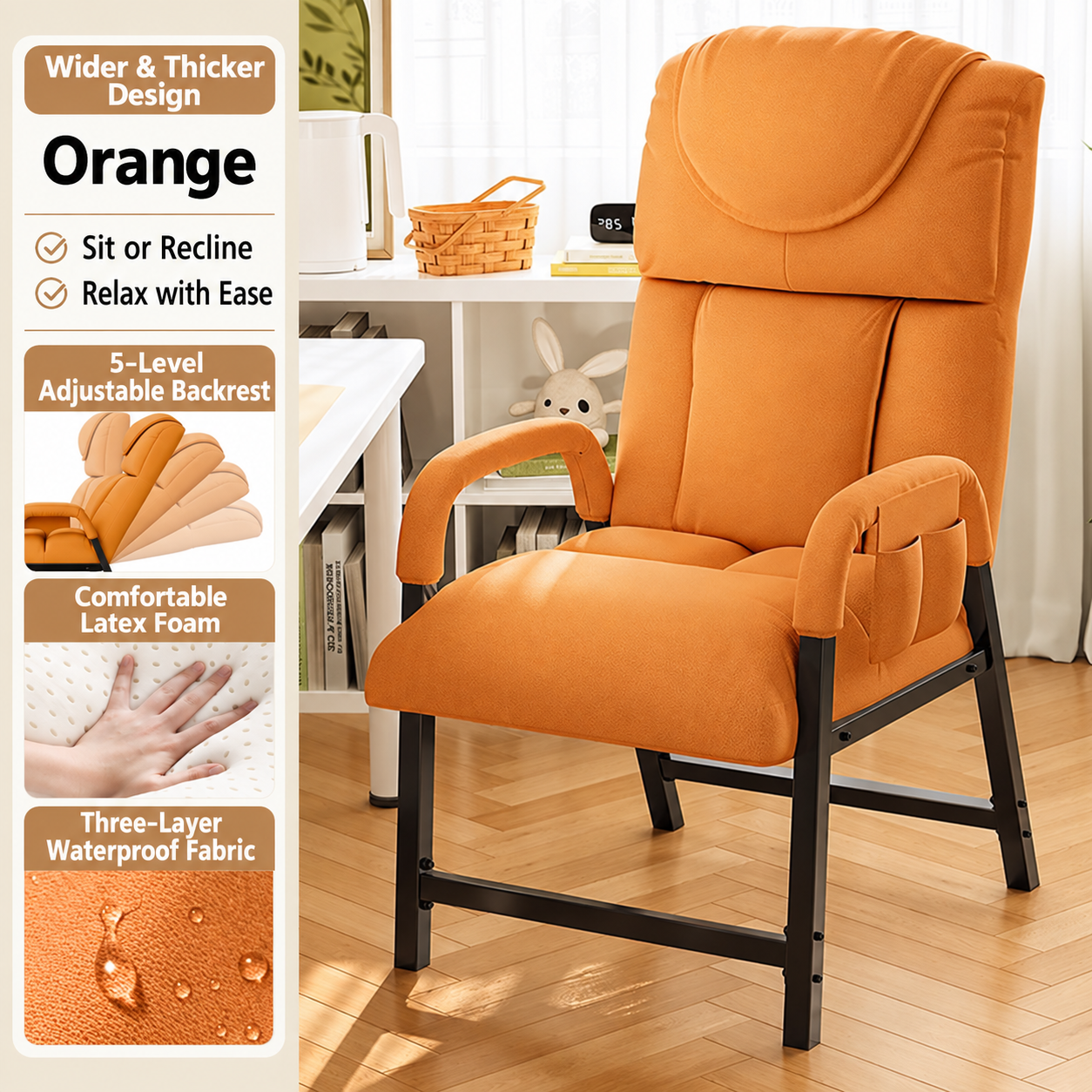 Orange   with side pockets [thick and comfortable latex]