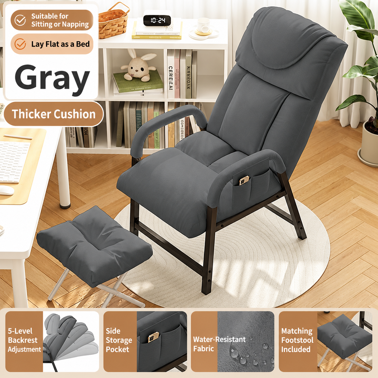 Space gray   foot pedal   side pocket [thickened filling sponge]