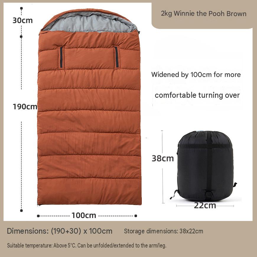 Reach 2kg widened sleeping bag (100cm wide) - brown, suitable for temperatures above 5 degrees