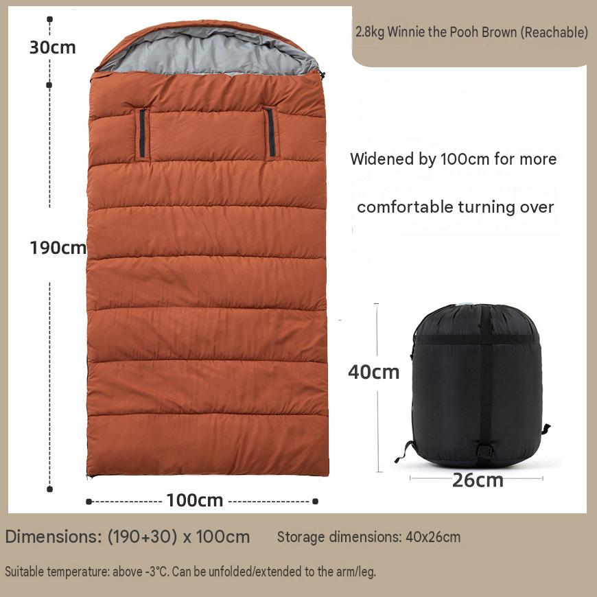 Reach 2.8kg widened sleeping bag (100cm wide) - brown, suitable for temperatures above minus 5 degrees celsius