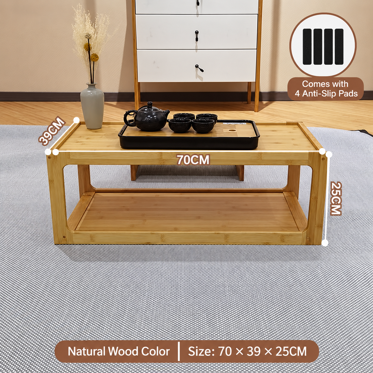 Natural color kang table 70*39