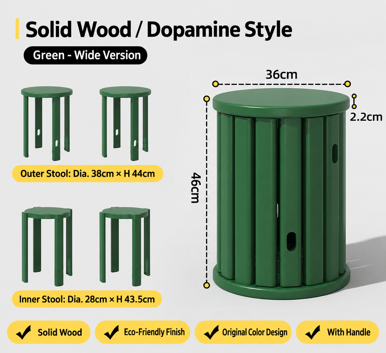 All solid wood emerald green/2.2cm thickened [3a pure solid wood single handle load-bearing 200kg delivered upstairs]