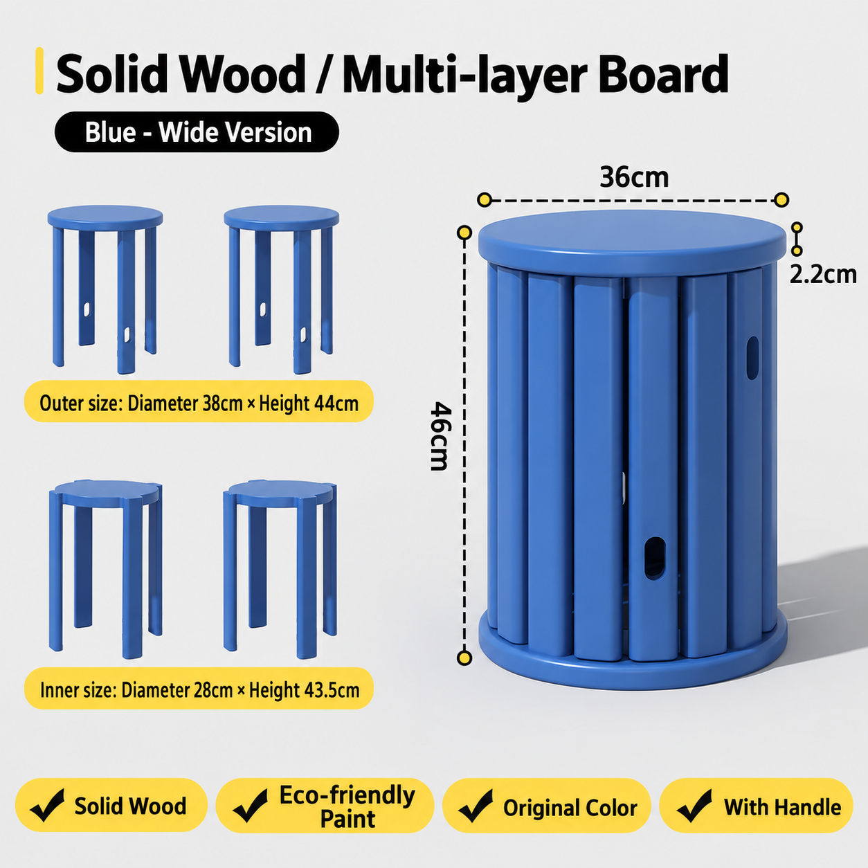 All solid wood blue/2.2cm thickened [3a pure solid wood single handle load-bearing 200kg delivered upstairs]