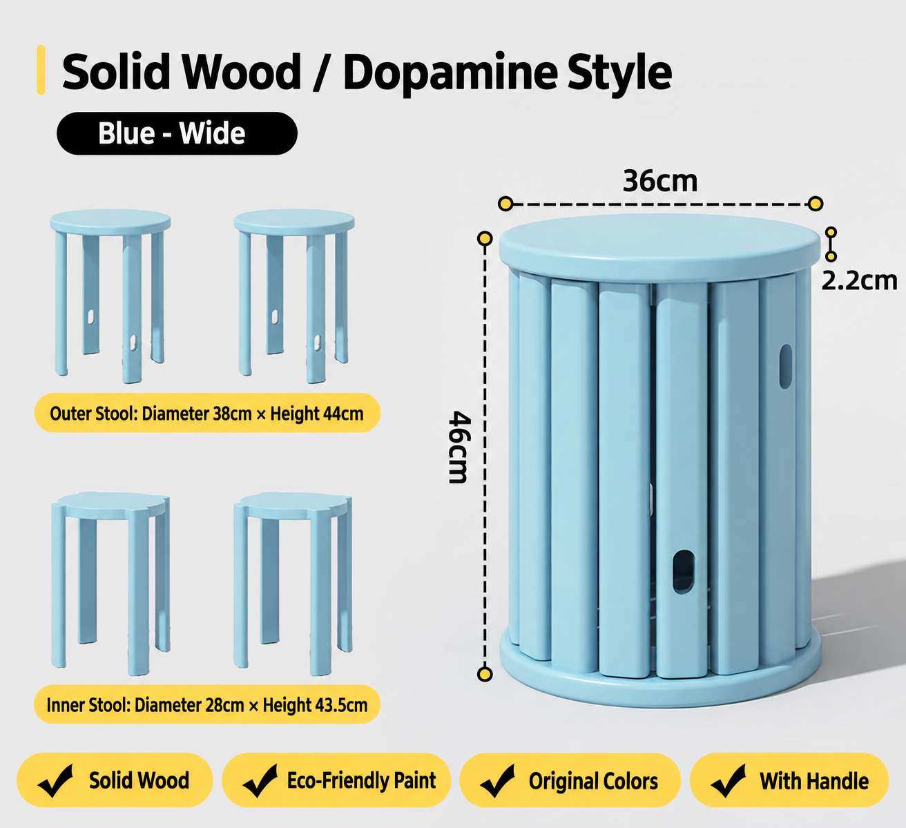 All solid wood light blue/2.2cm thickened [3a pure solid wood single handle load-bearing 200kg delivered upstairs]