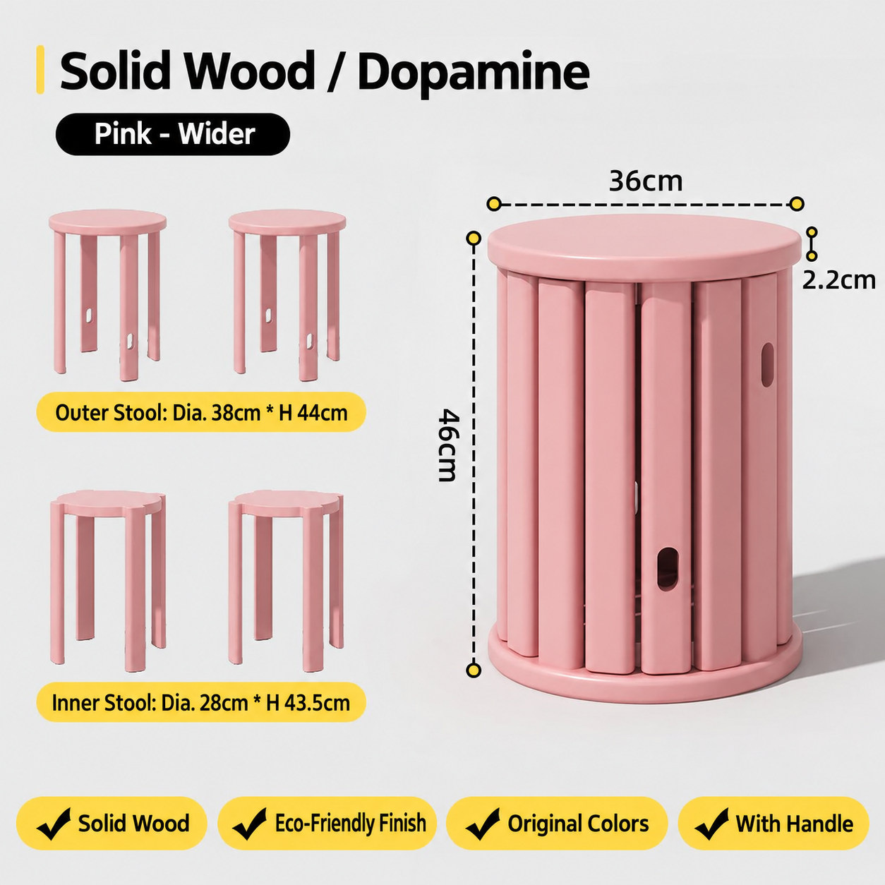 All solid wood pink/2.2cm thickened [3a pure solid wood single handle load-bearing 200kg delivered upstairs]