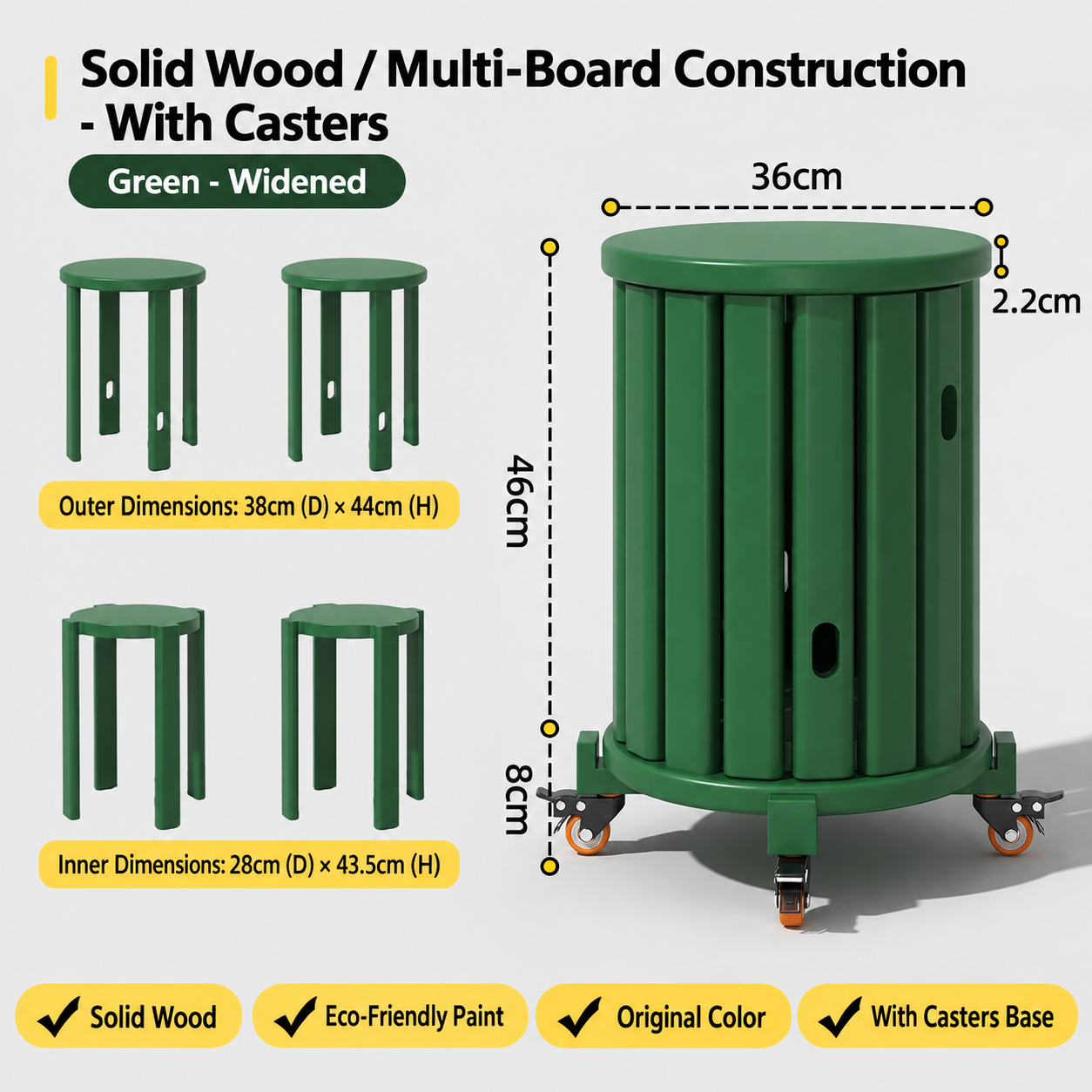 Pulley base emerald green/2.2cm thickened [3a pure solid wood single handle load-bearing 200kg delivered upstairs with floor mat]