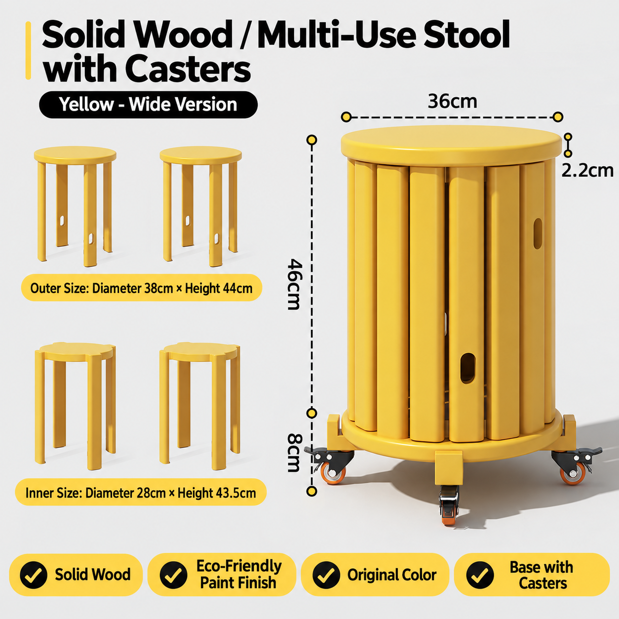 Pulley base yellow/2.2cm thickened [3a pure solid wood single handle load-bearing 200kg delivered upstairs with floor mat]
