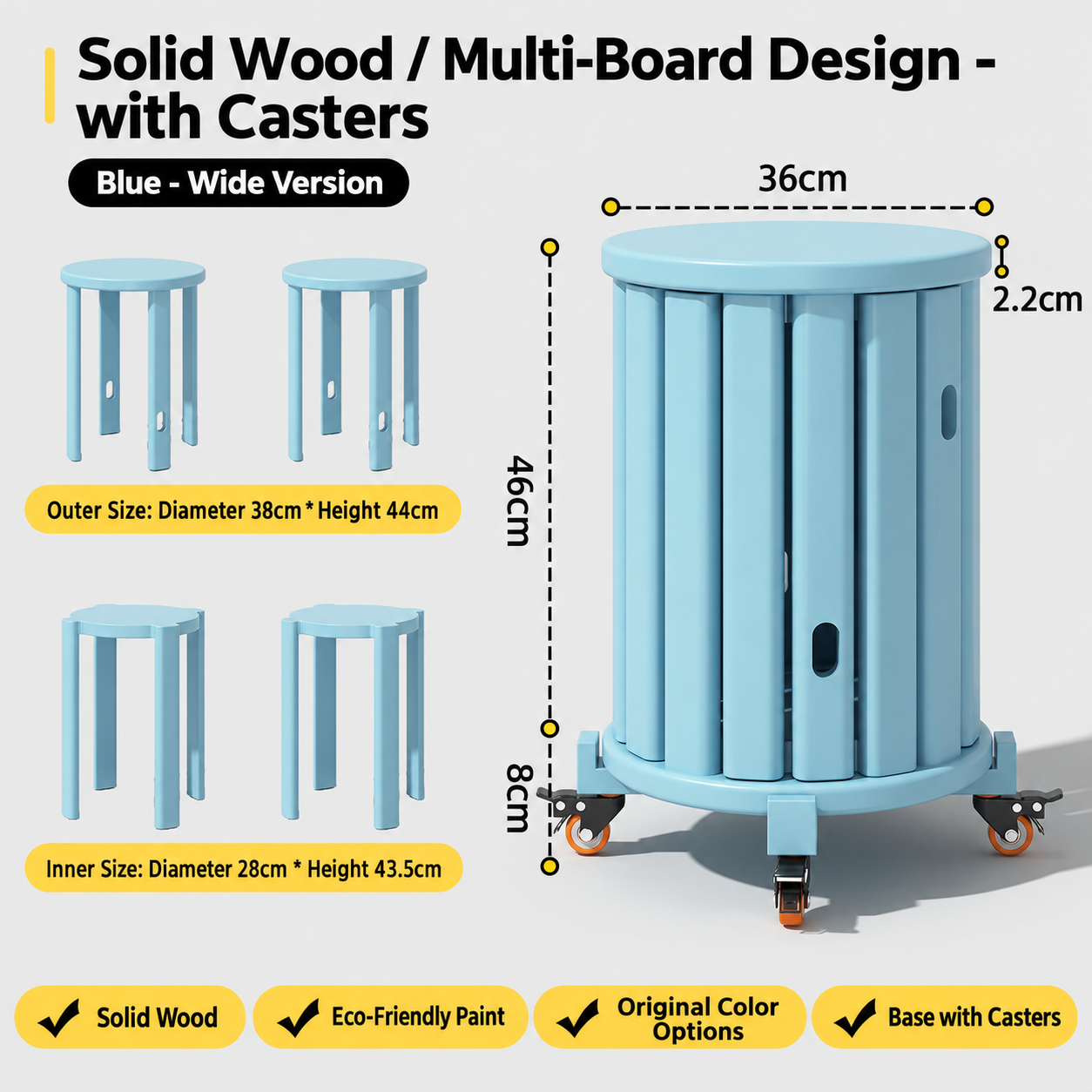 Pulley base light blue/2.2cm thickened [3a pure solid wood single handle load-bearing 200kg delivered upstairs with floor mat]
