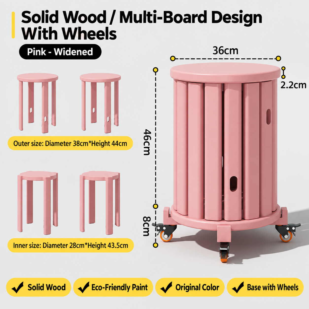 Pulley base pink/2.2cm thickened [3a pure solid wood single handle load-bearing 200kg delivered upstairs with floor mat]