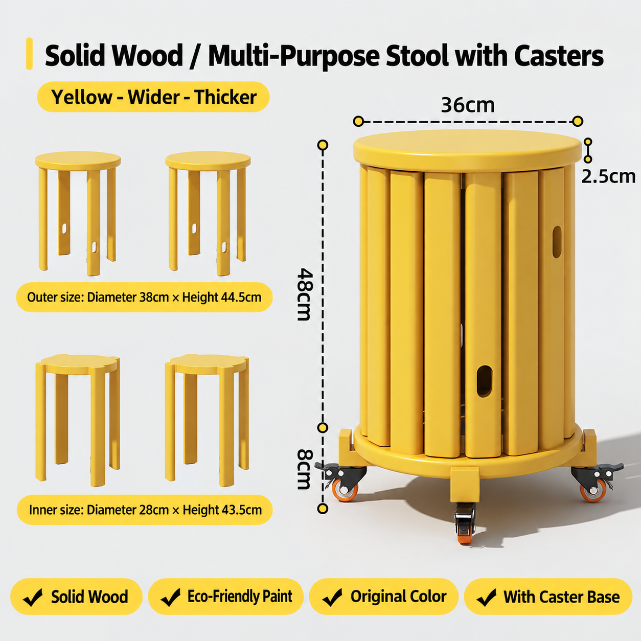 Pulley base yellow/2.5cm extra thick [national inspection certified wood super load-bearing delivered upstairs and free floor mat]