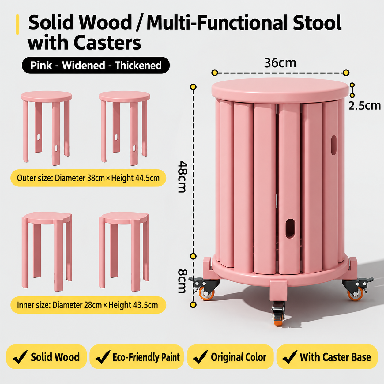 Pulley base pink/2.5cm ultra-thick [national inspection certified wood super load-bearing delivered upstairs with floor mat]