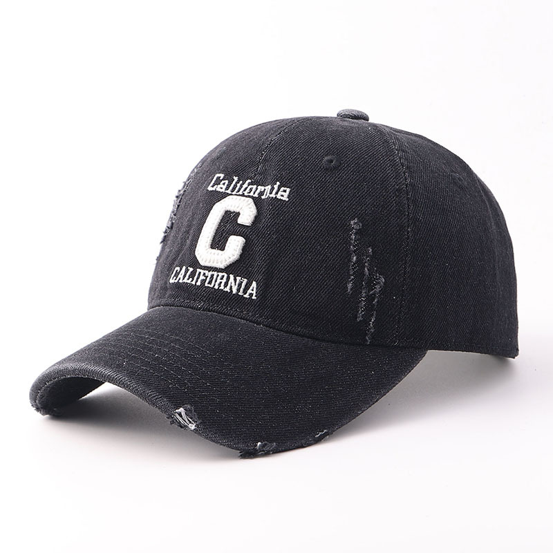 Washed denim c letter-black