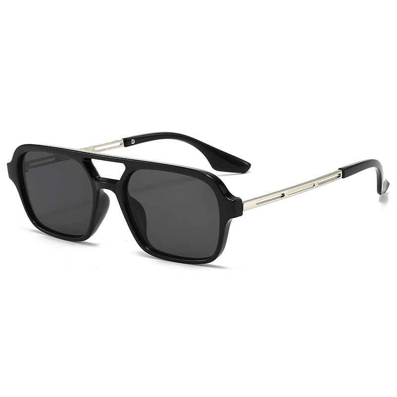C1-bright black silver frame-black and gray film