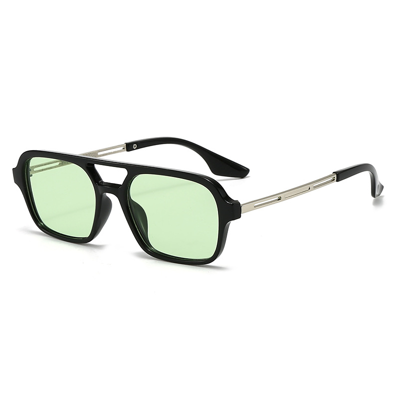 C5-bright black silver frame-green film