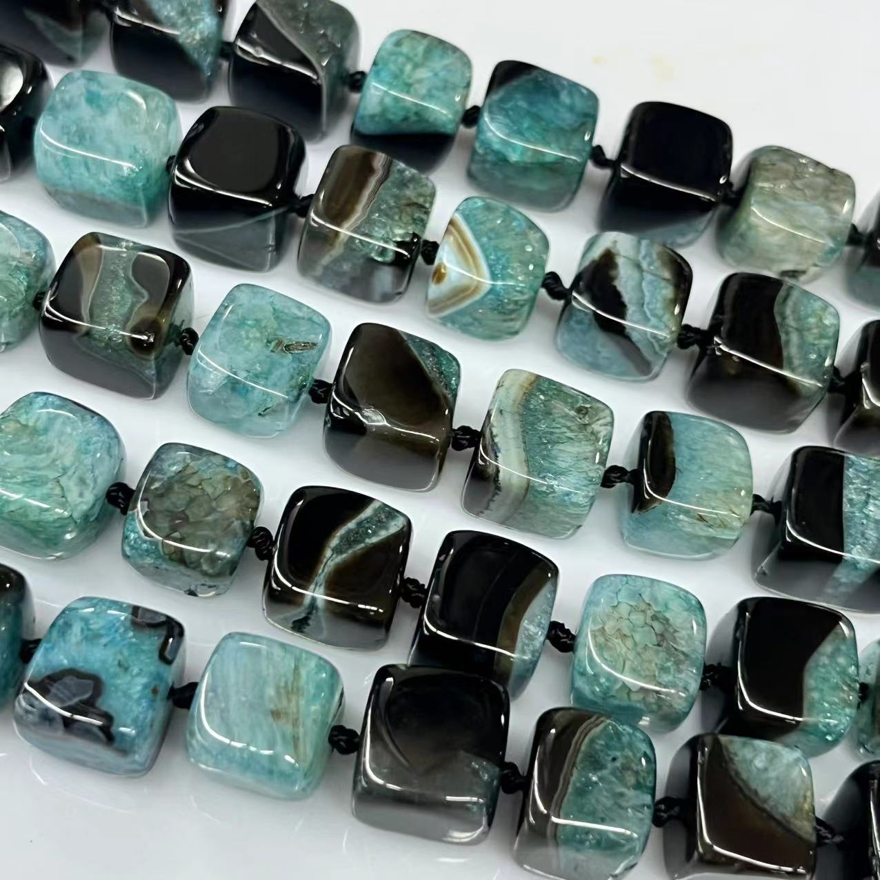 Lake blue and black 12x12mm