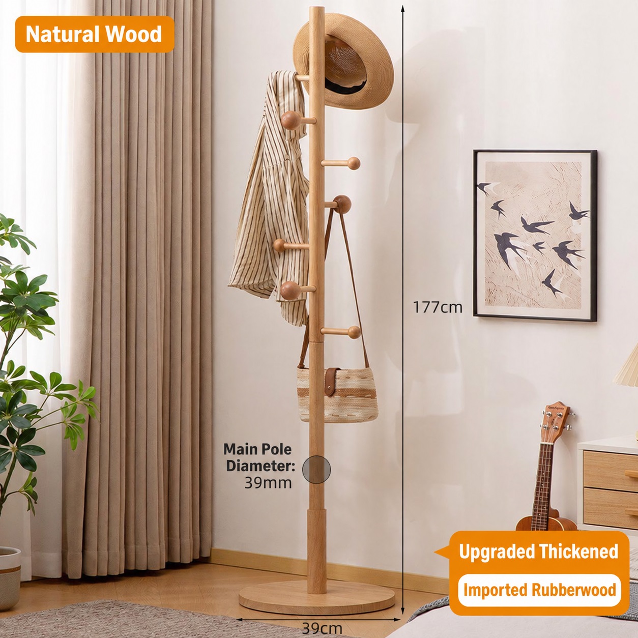 Rubberwood, Natural wood color