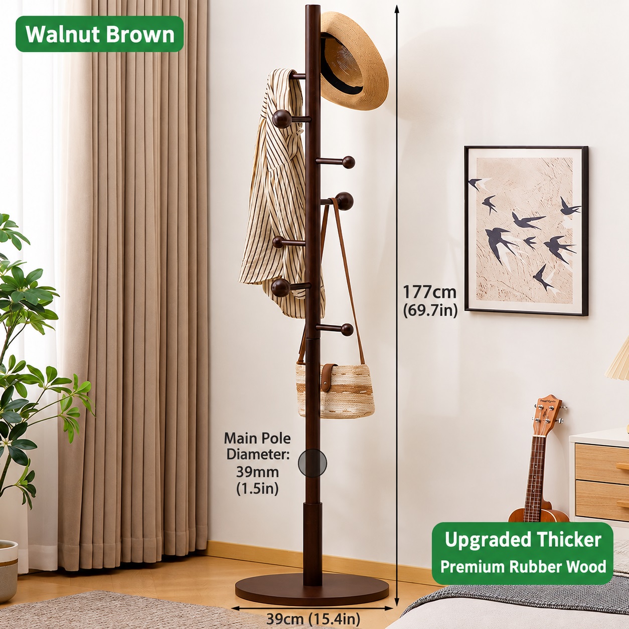 Rubberwood, Walnut color