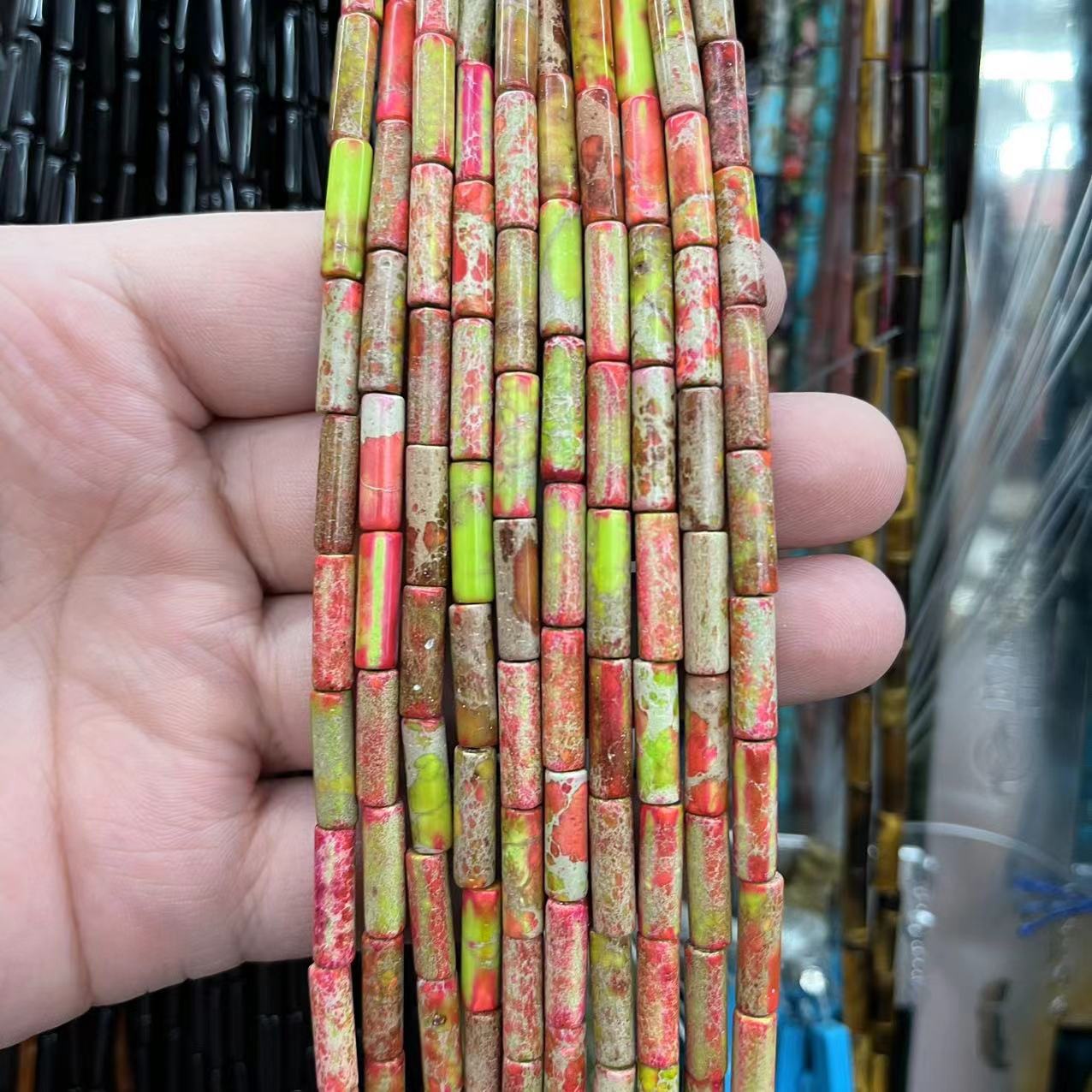 Orange green emperor stone 4x13mm