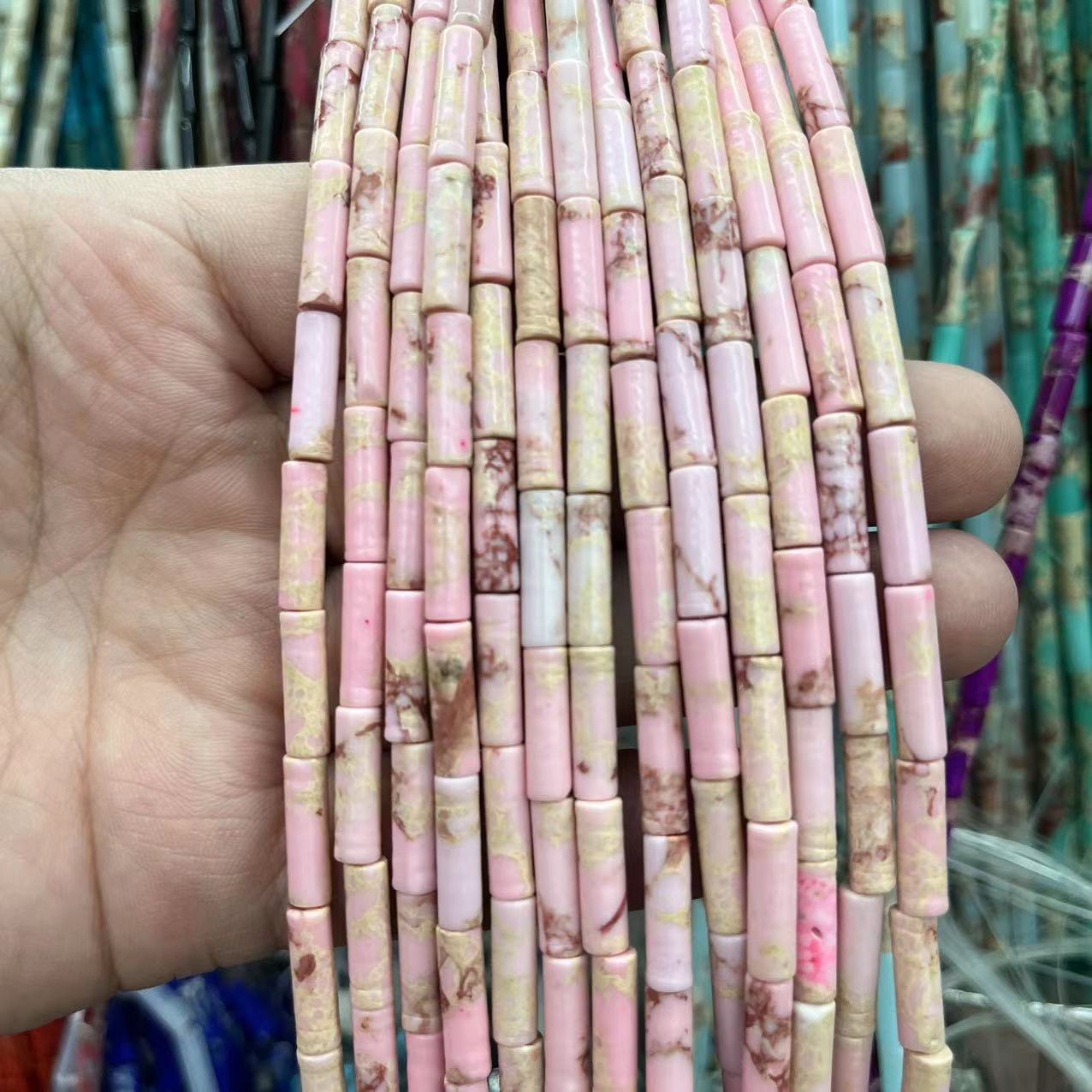 Pink white emperor stone 4x13mm