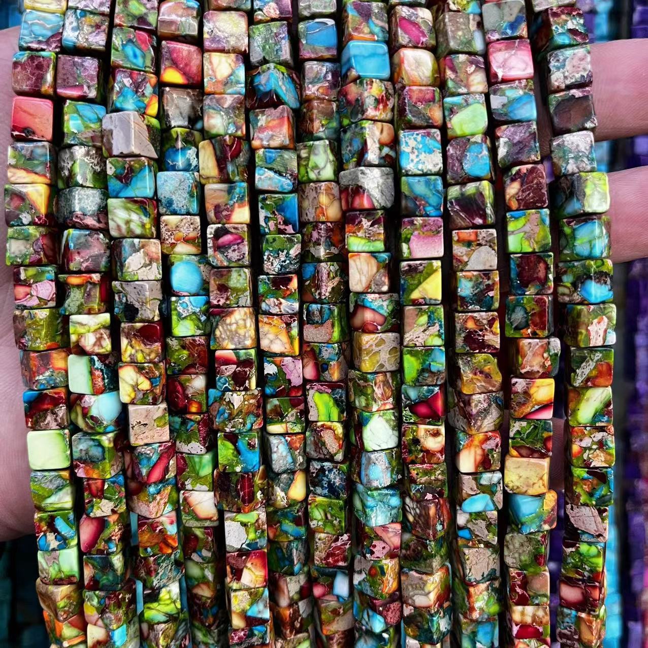 Mixed color emperor stone 6x6mm