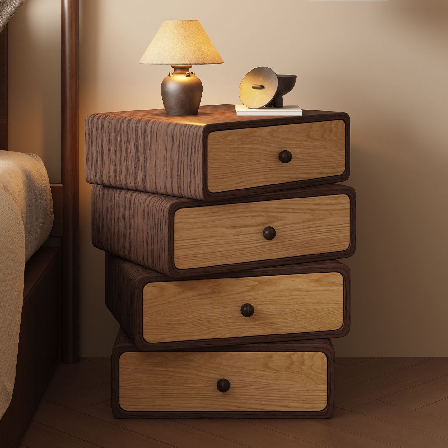 Dark walnut four-drawer cabinet height 68cm