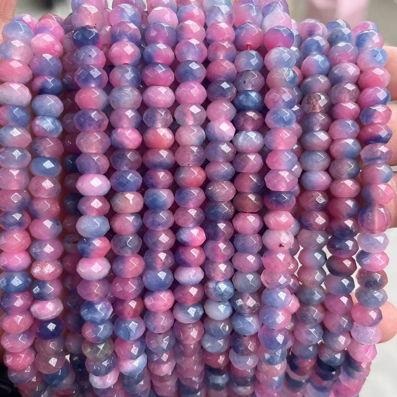 Two-tone pink and purple 5x8mm