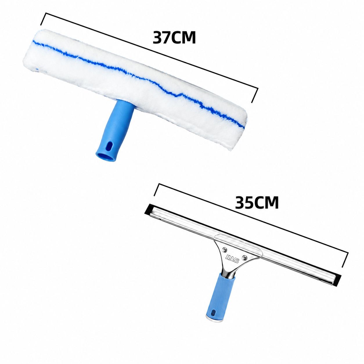 0.6*35 blue glass scraper, starry hair brush head, blue T-frame, 40*40 neutral blue towel (packed in courier bag)