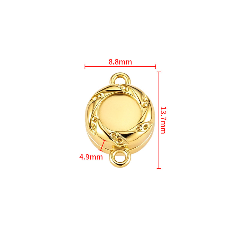 2:Vacuum 18k gold 316L polished round lace magnetic clasp 8.8mm