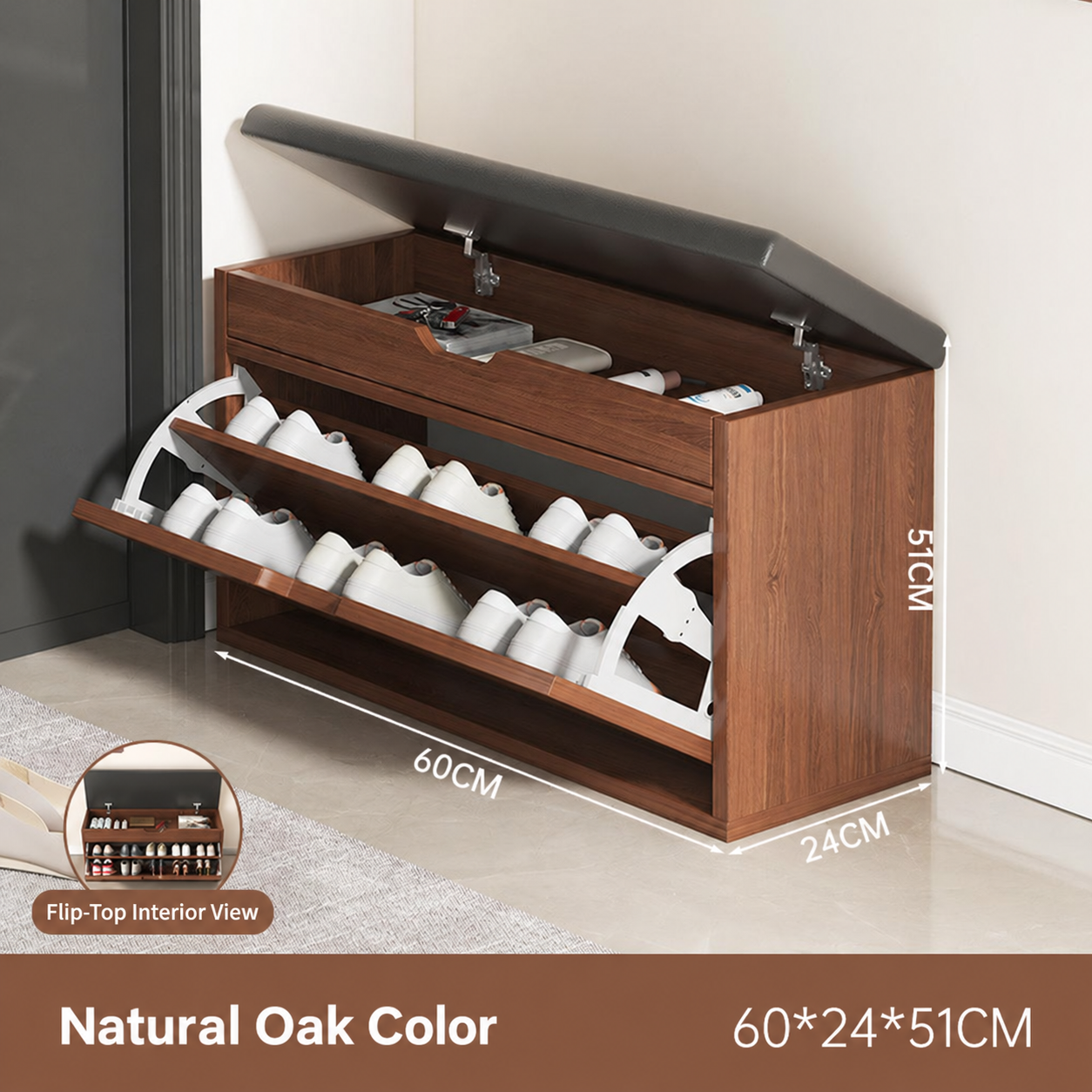 [tipping bucket two-layer model] wild oak color 60*24*51cm