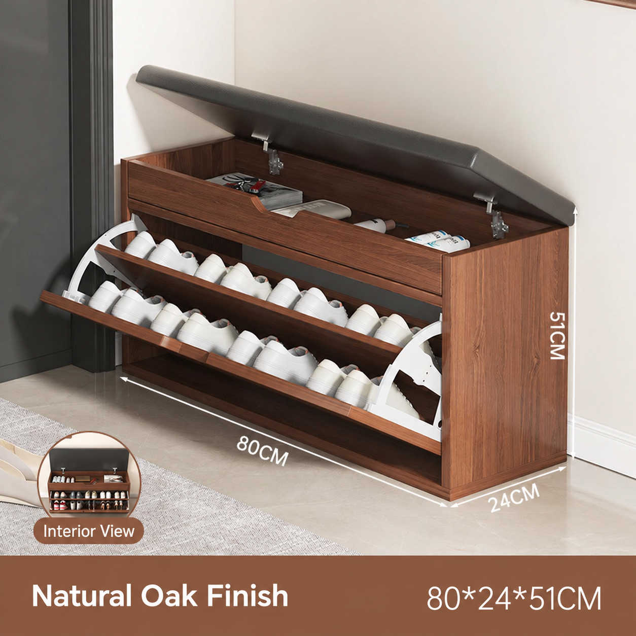 [tipping bucket two-layer model] wild oak color 80*24*51cm