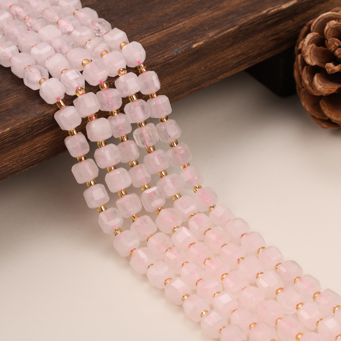 Natural rose quartz sugar cube hard drive cut side