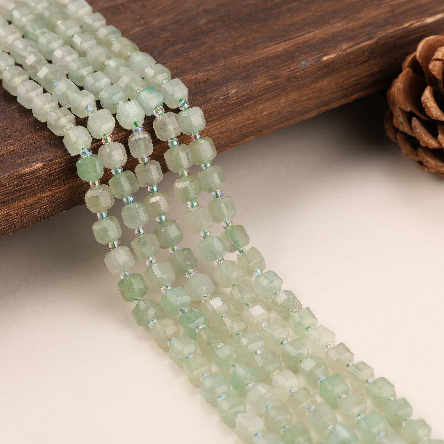 Green aventurine sugar cube hard drive cut surface