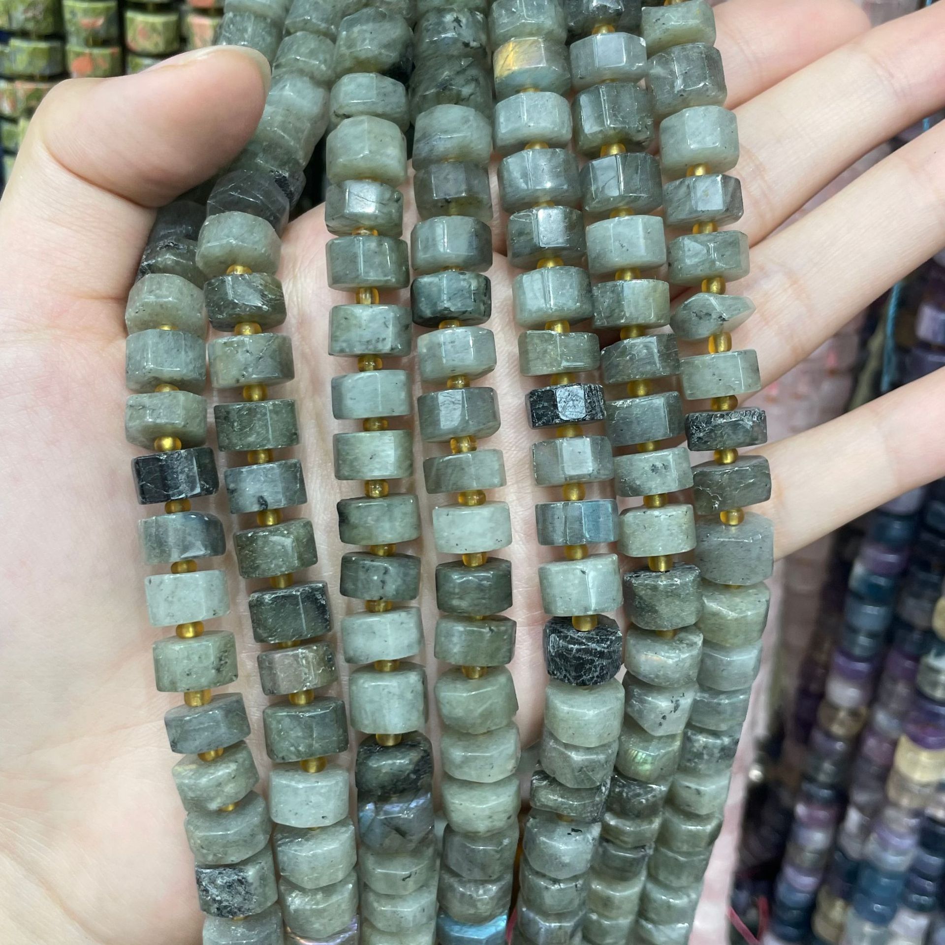 Natural black glitter stone 6x10mm