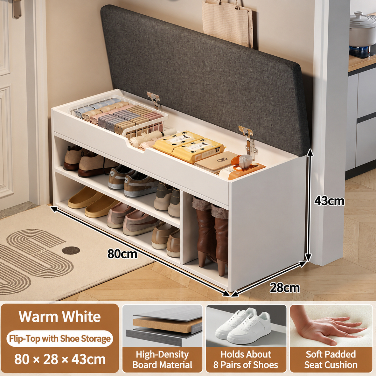 [double-layer flip-top with boot position] 80cm warm white