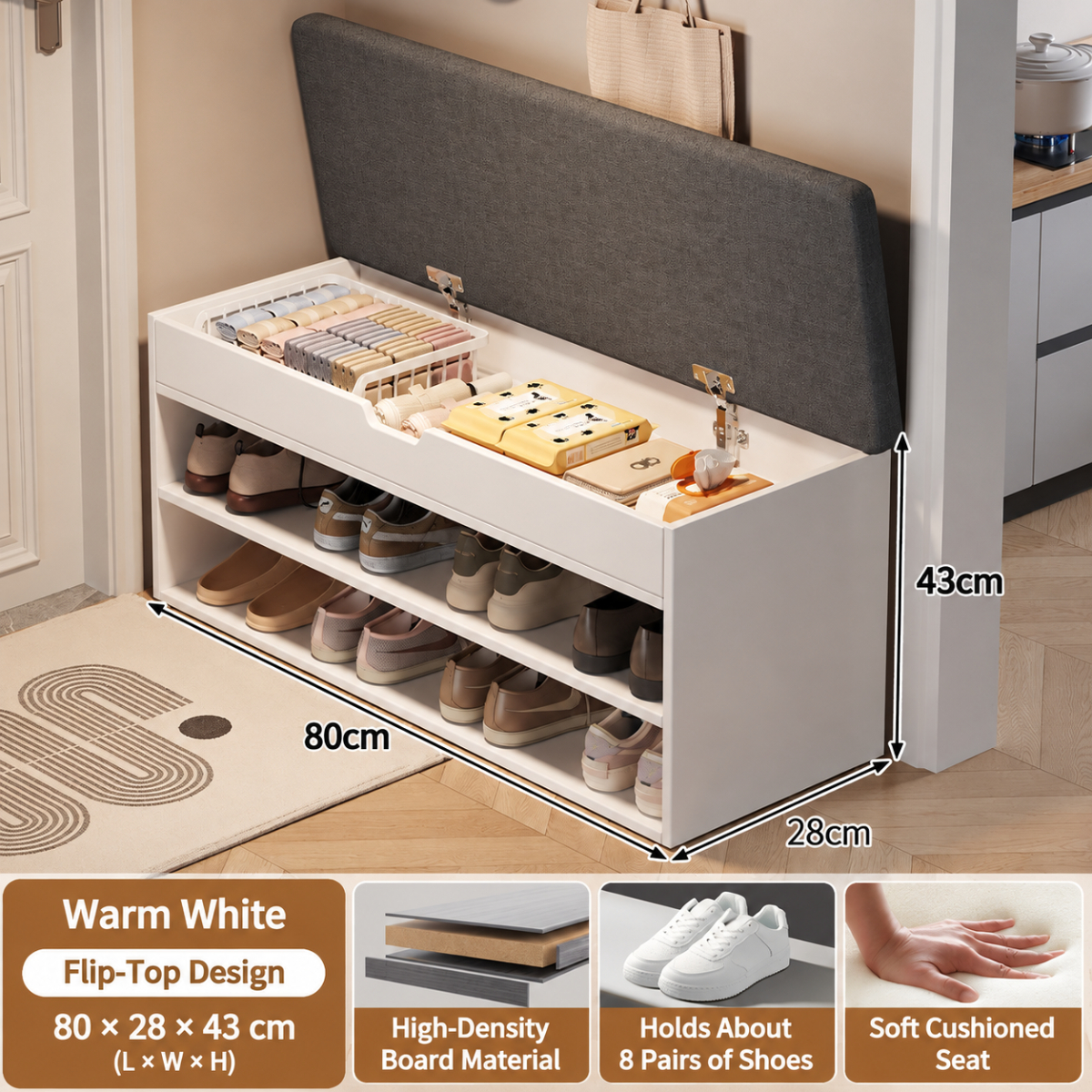 [double-layer flip-top cover] 80cm warm white