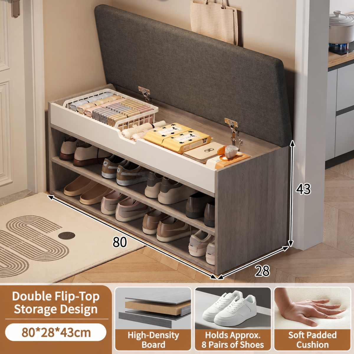 [double-layer flip-top cover] 80cm owen gray