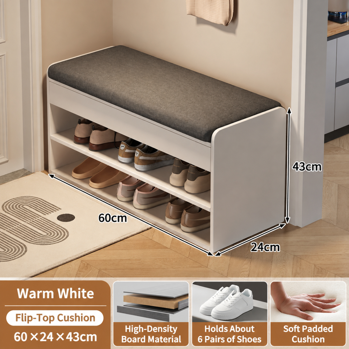 [double-layered, non-flip cover] 60cm warm white