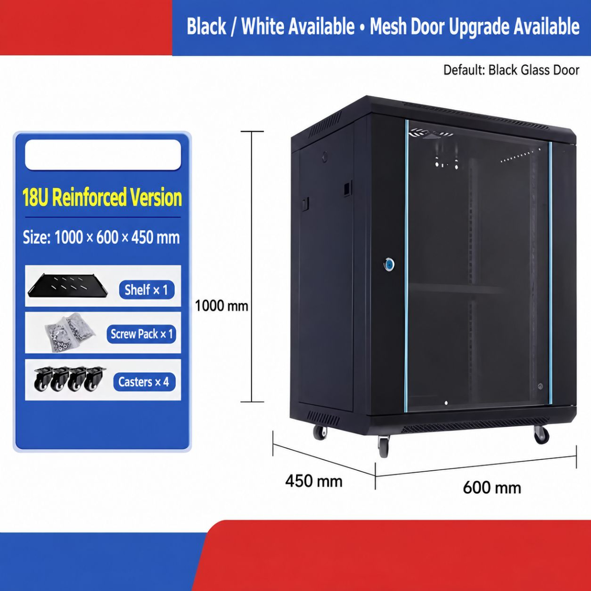 Thickened 18U height 1000 width 600 depth 450