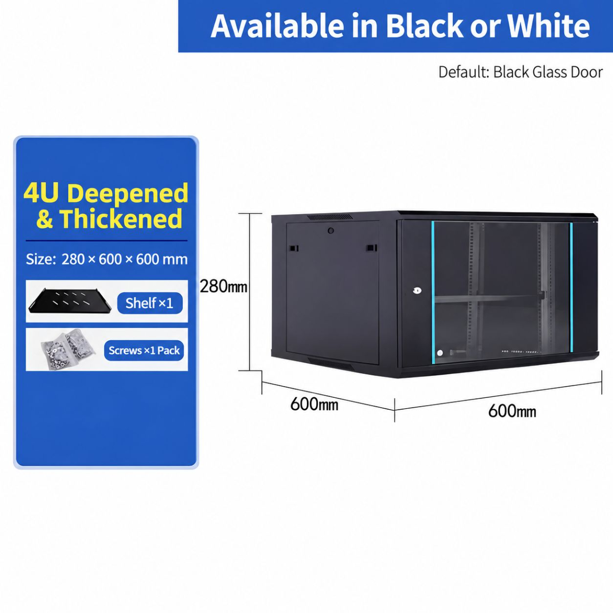 Deepened and thickened 4U height 280 width 600 depth 600