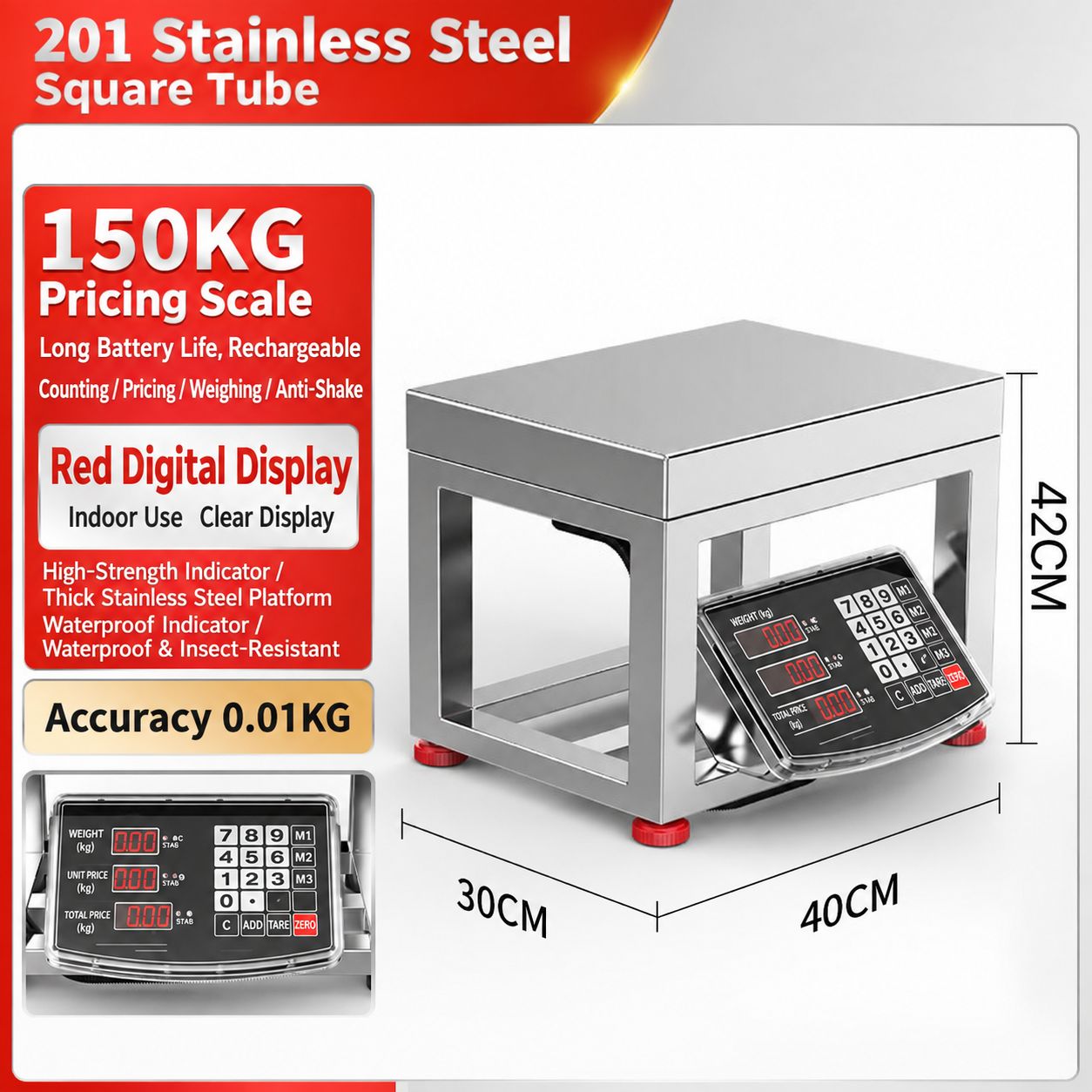 English 150kg [Standard Button] Red Text