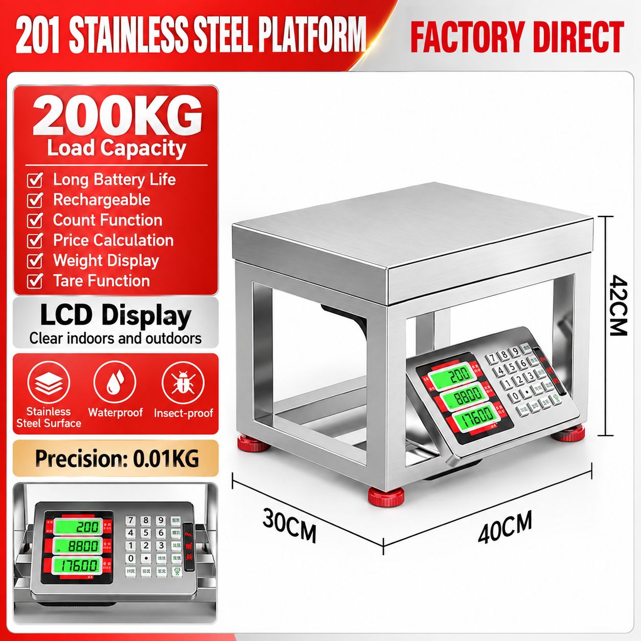 English 200kg [All-steel buttons] Black text