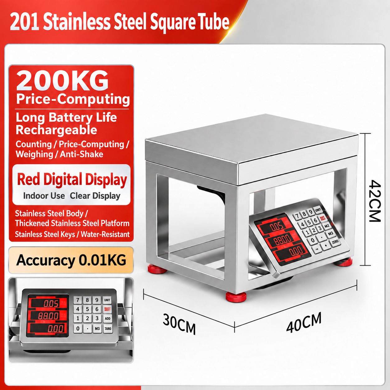 English 200kg [All-steel buttons] Red text