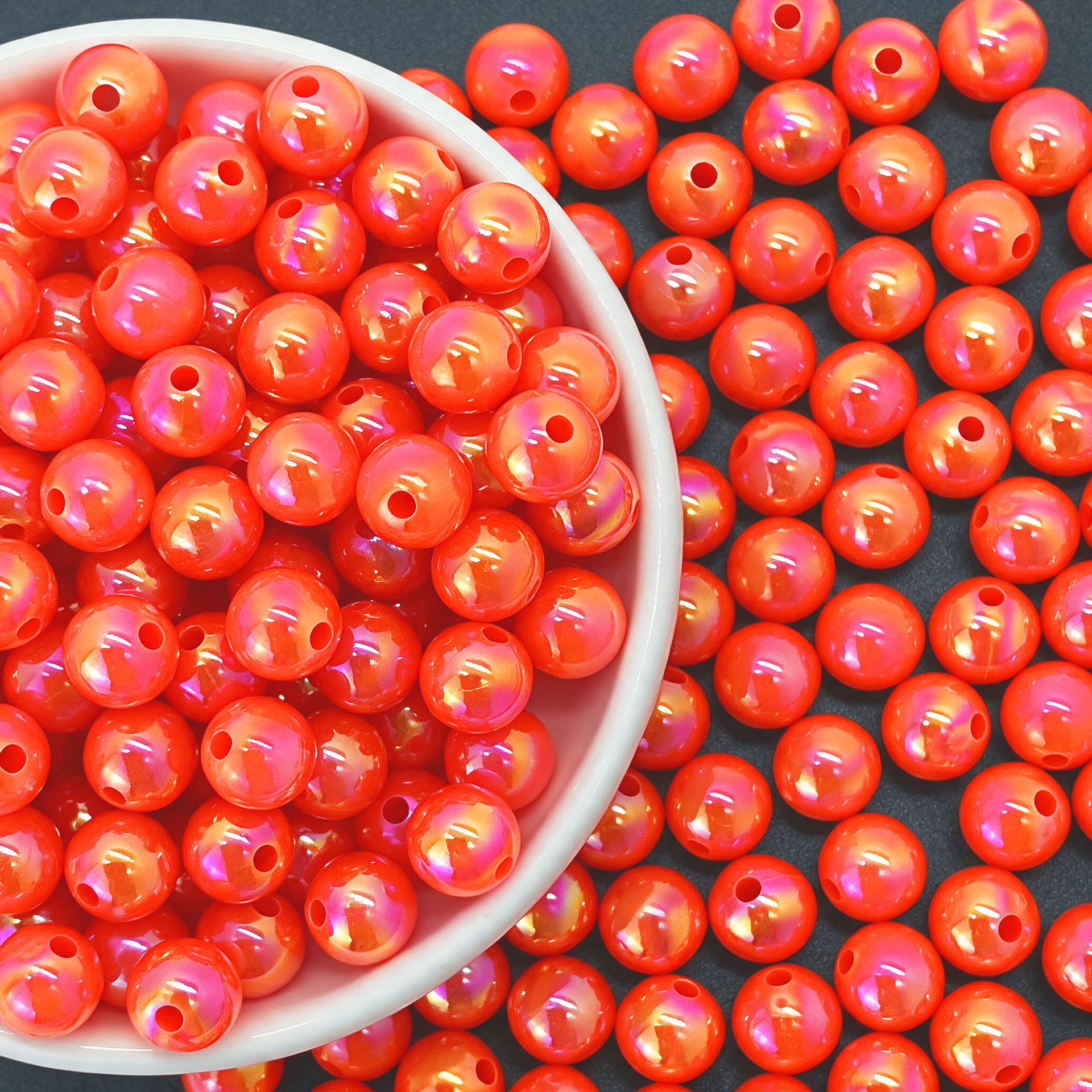 Iridescent orange-red 6mm (4500pcs , hole about 1.
