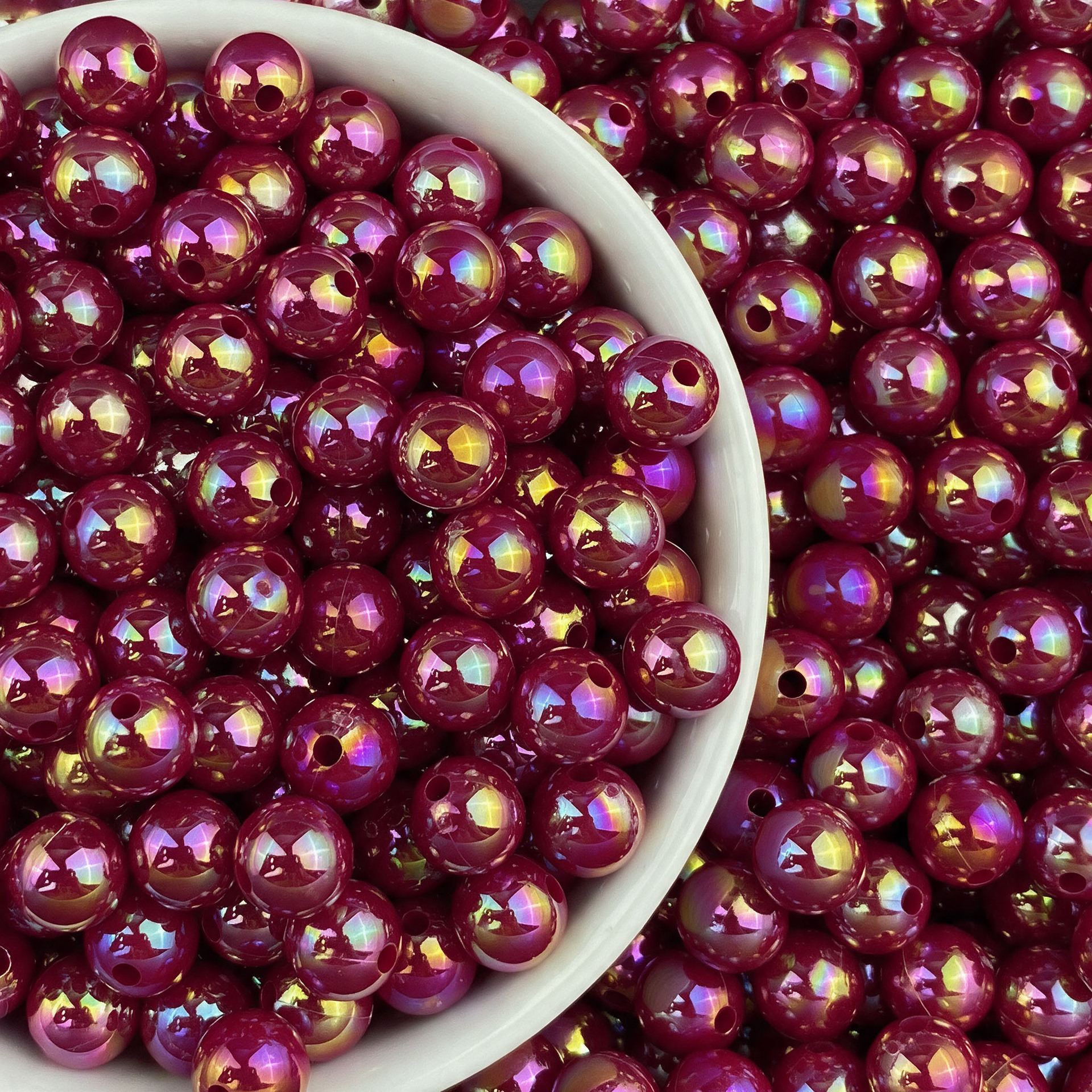 Iridescent Wine Red 6mm (4500pcs , hole about 1.65
