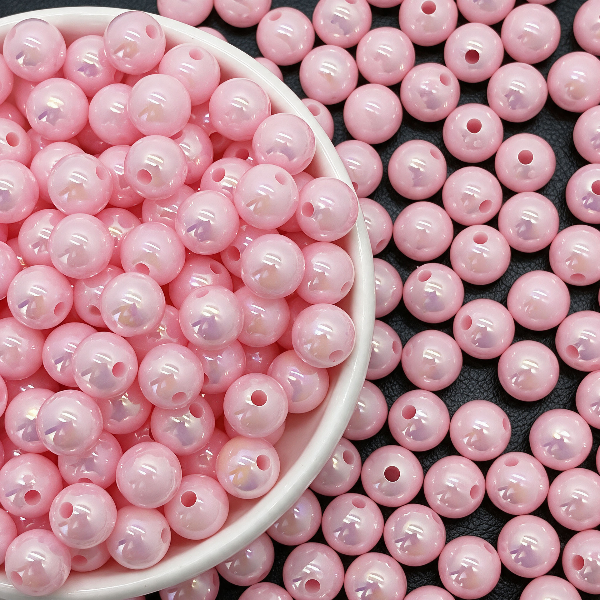 Iridescent Pink 8mm (1900pcs, hole size about 1.85